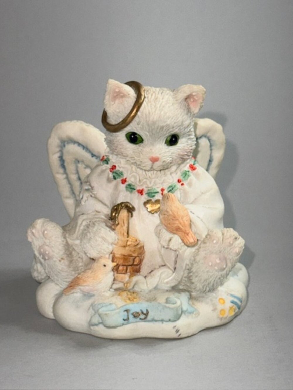 Calico Cat Figurine Enesco Kitten Anthropomorphic Joy to World Angel Halo Kitty
